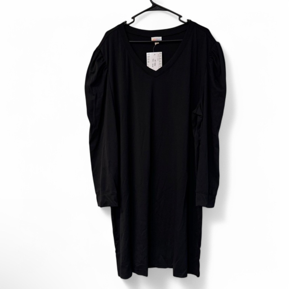 LuLaRoe Black Ava Mutton Long Sleeve V-Neck Midi Dress - Women’s Size 3XL NWT